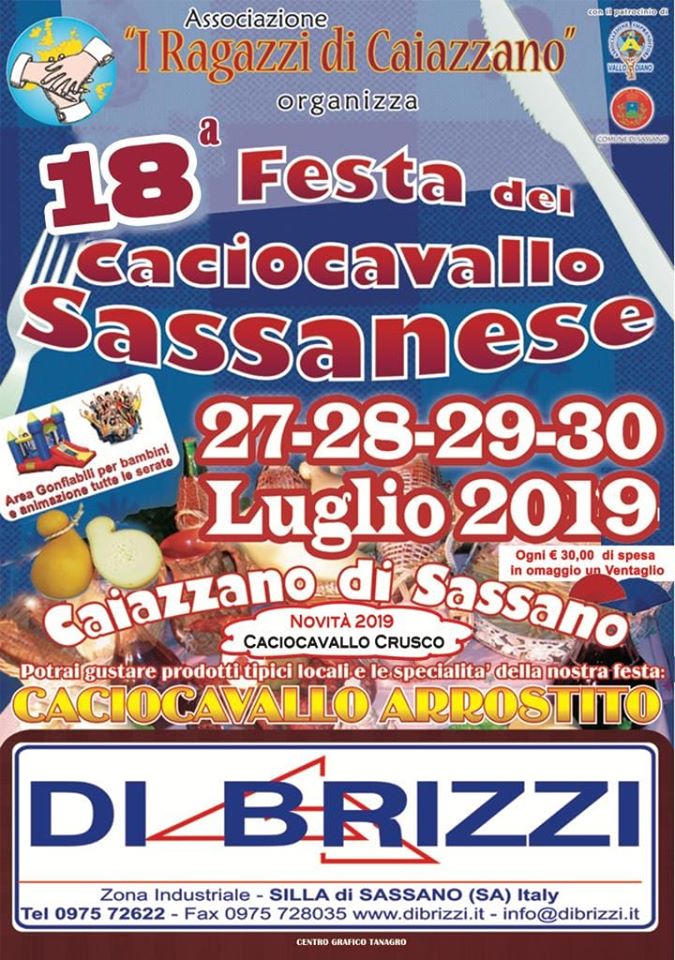 18° Festa del Caciocavallo Sassanese - dal 27 al 30 Luglio 2019